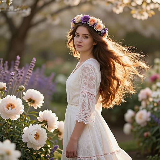 Sunlit Garden Beauty with Floral Elegance
