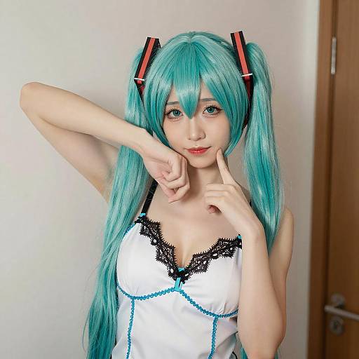 Asian Woman with Turquoise Twin Buns