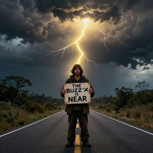 Realistic Illustration of Hobo with Sign