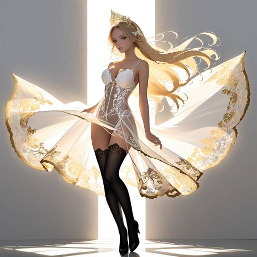 Golden Silhouette Dancing in Soft Lingerie Golden Silhouette Dancing in Soft Lingerie