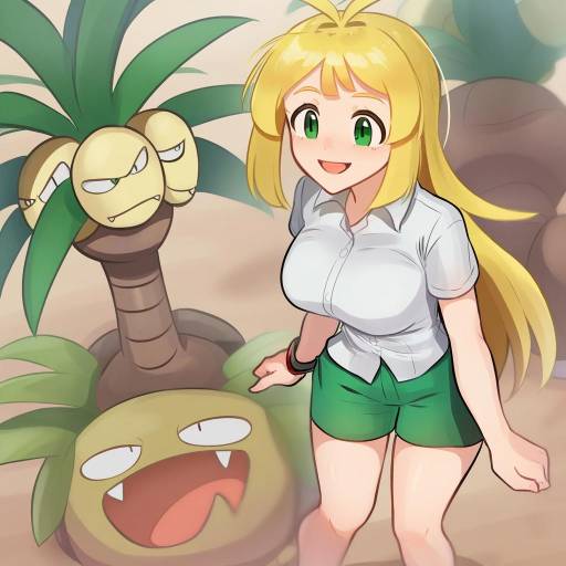 Illustration of Alolan exeggutor, pokemon in the style of Kamille (vcx68)
