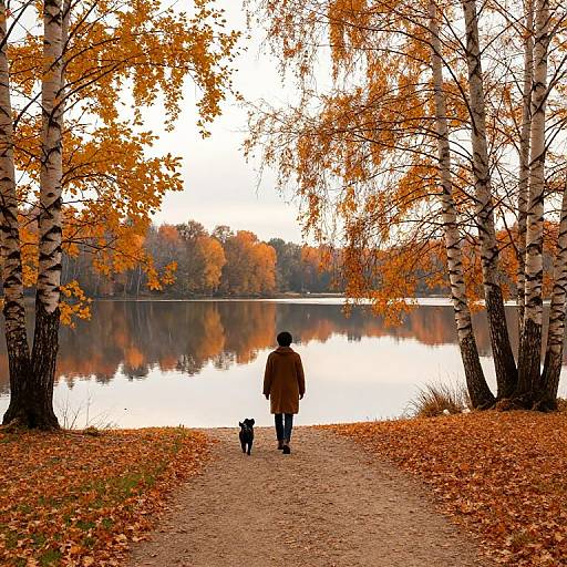 Autumn Walk by Serene Lake