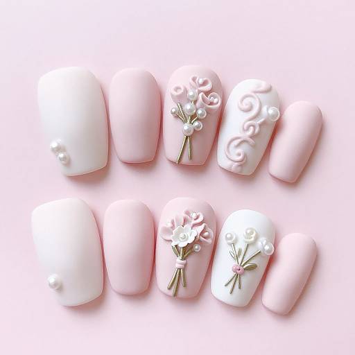 Elegant Pink and White Coffin Nails