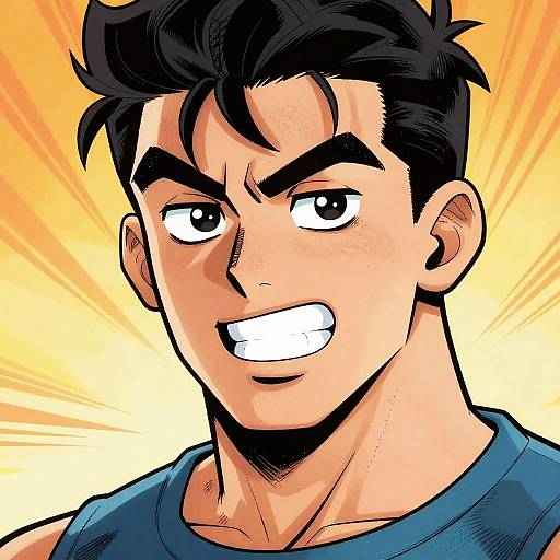 Vibrant Strong Jawline Cartoon Portrait
