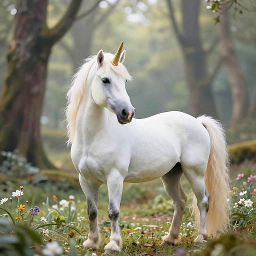 Radiant Spring Unicorn in Magical Forest