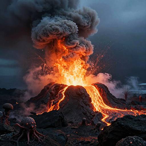 Deep-Sea Volcanic Eruption Scene