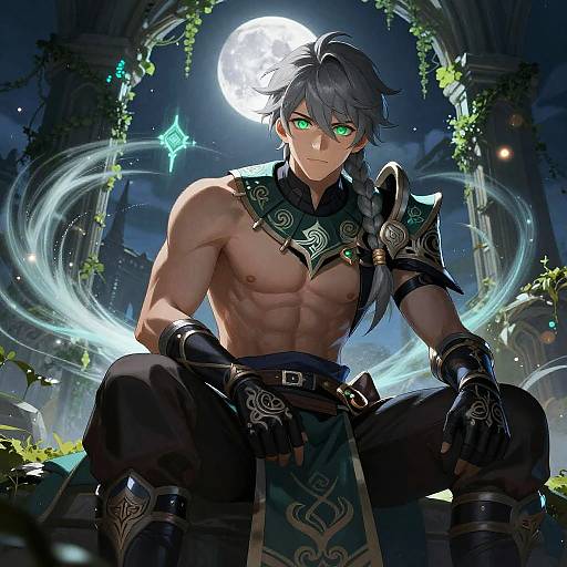Aether from Genshin Impact in Moonlit Ruins