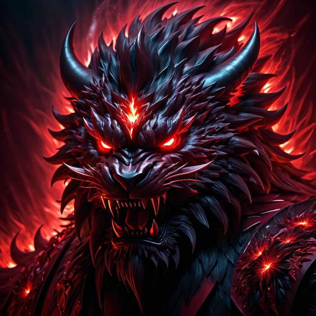 Crimson Fury: Fractal Beast Portrait