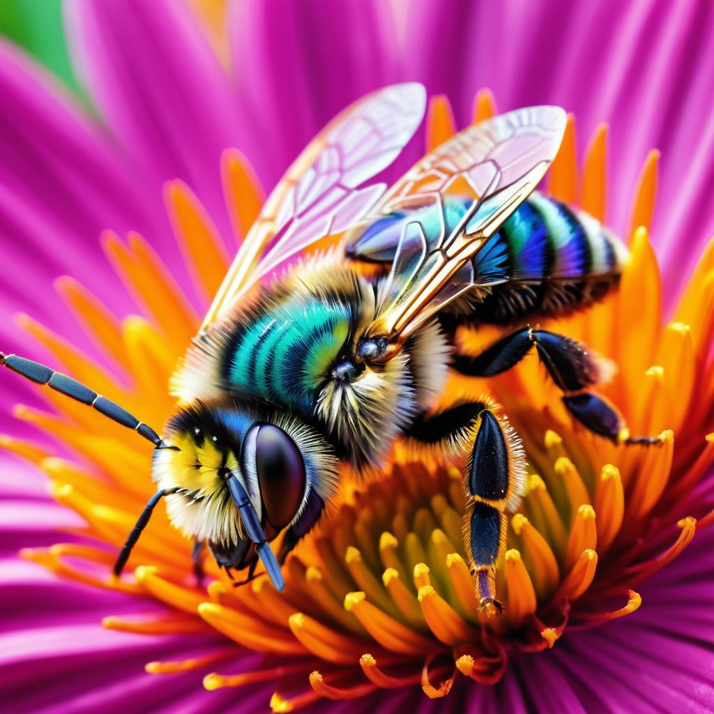 Macro Photography of a Bee on Flower