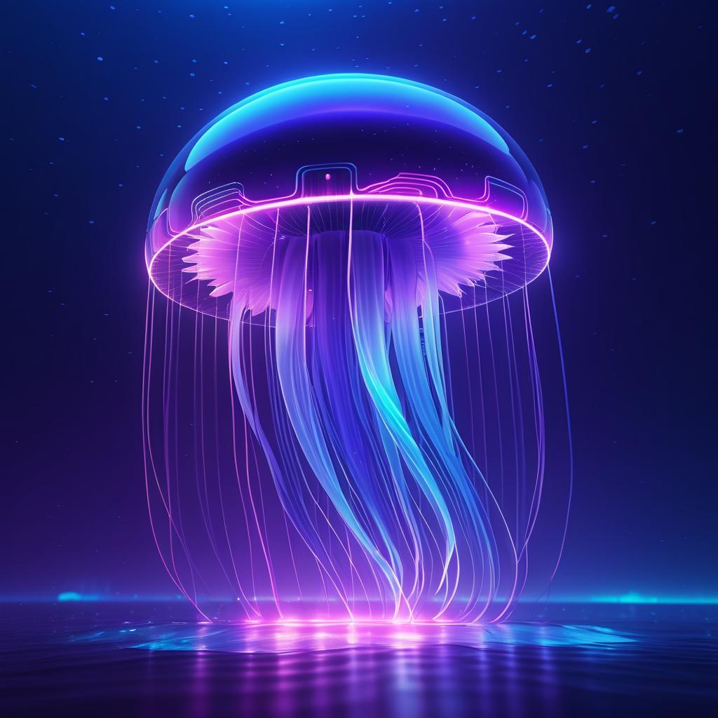 Neon Jellyfish in a Futuristic Ocean