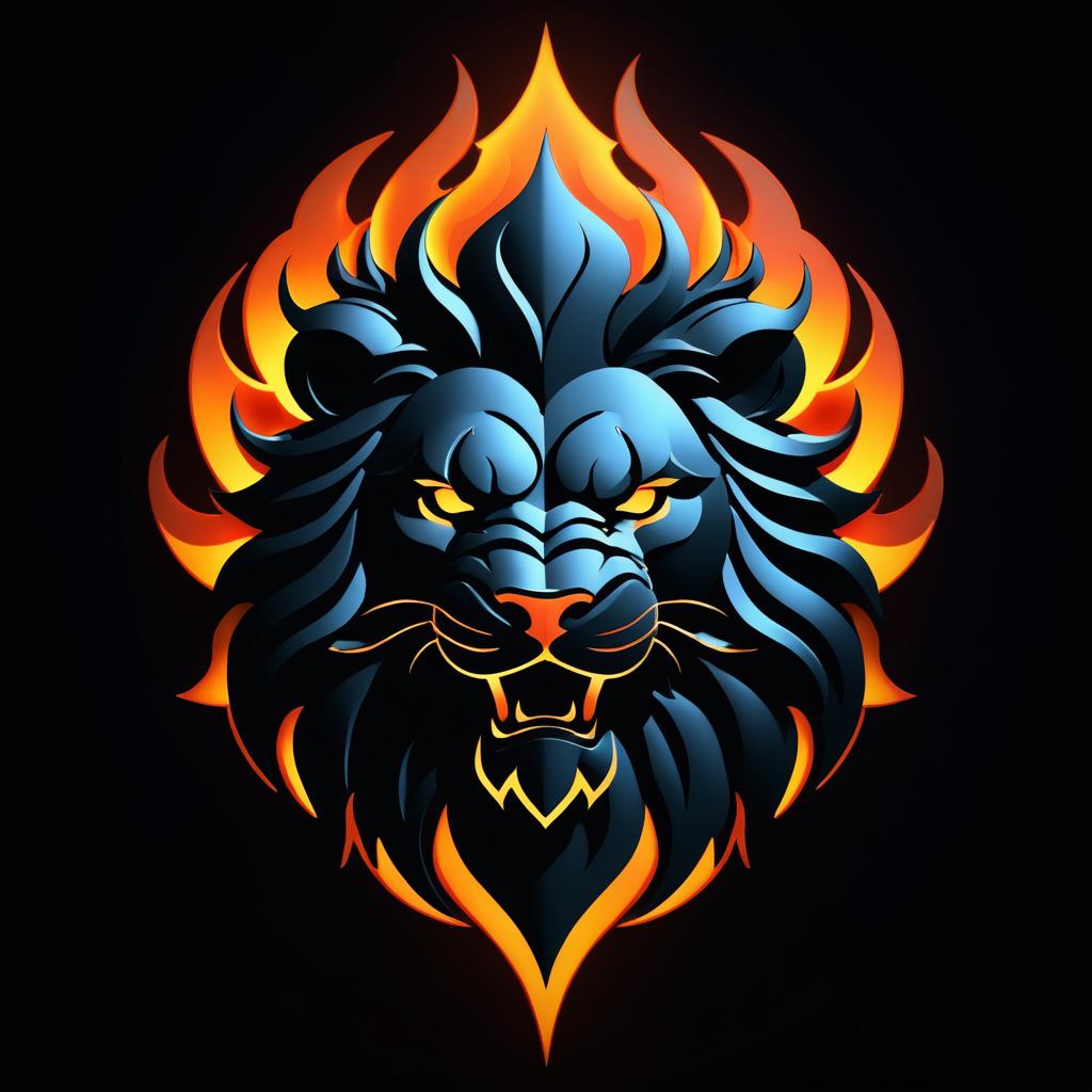 Dramatic Draped Lion Logo Artwork