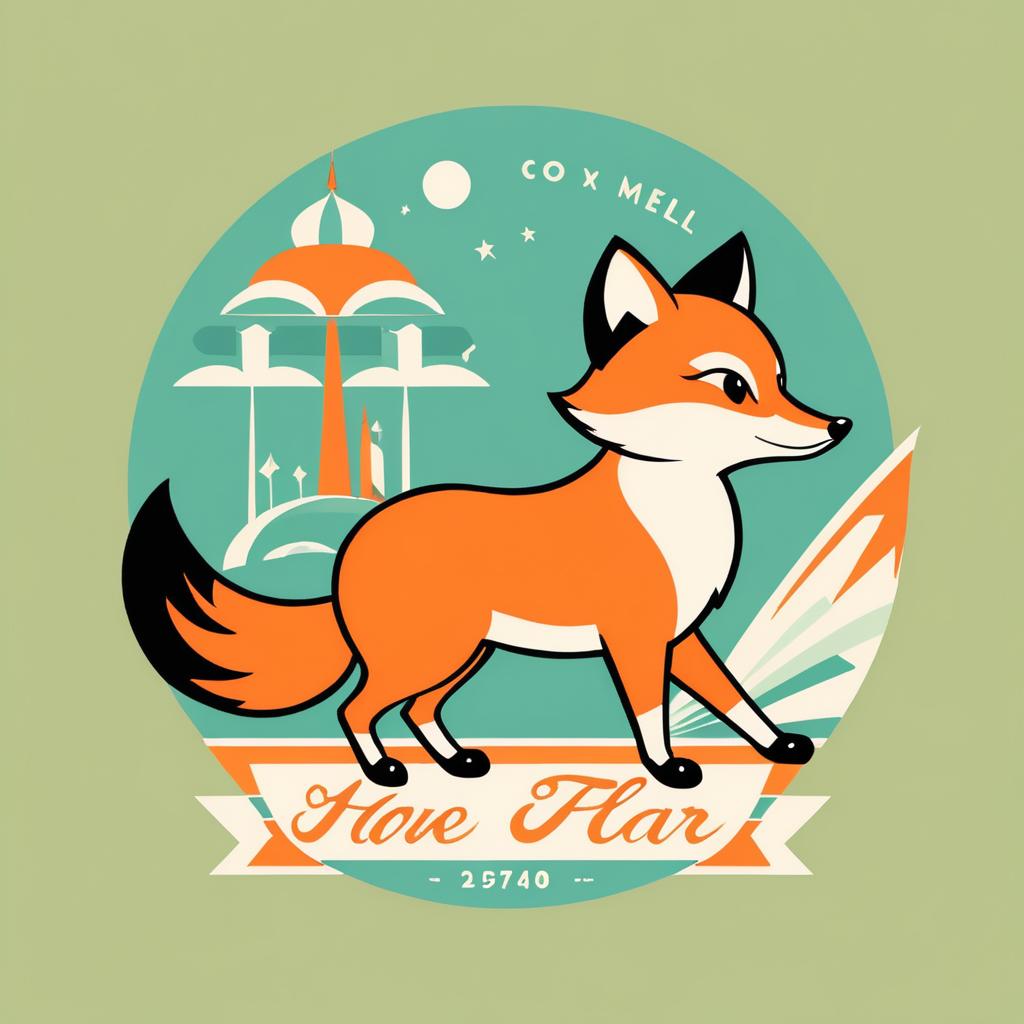 Vintage 1950s Cartoon Fox Logo Design