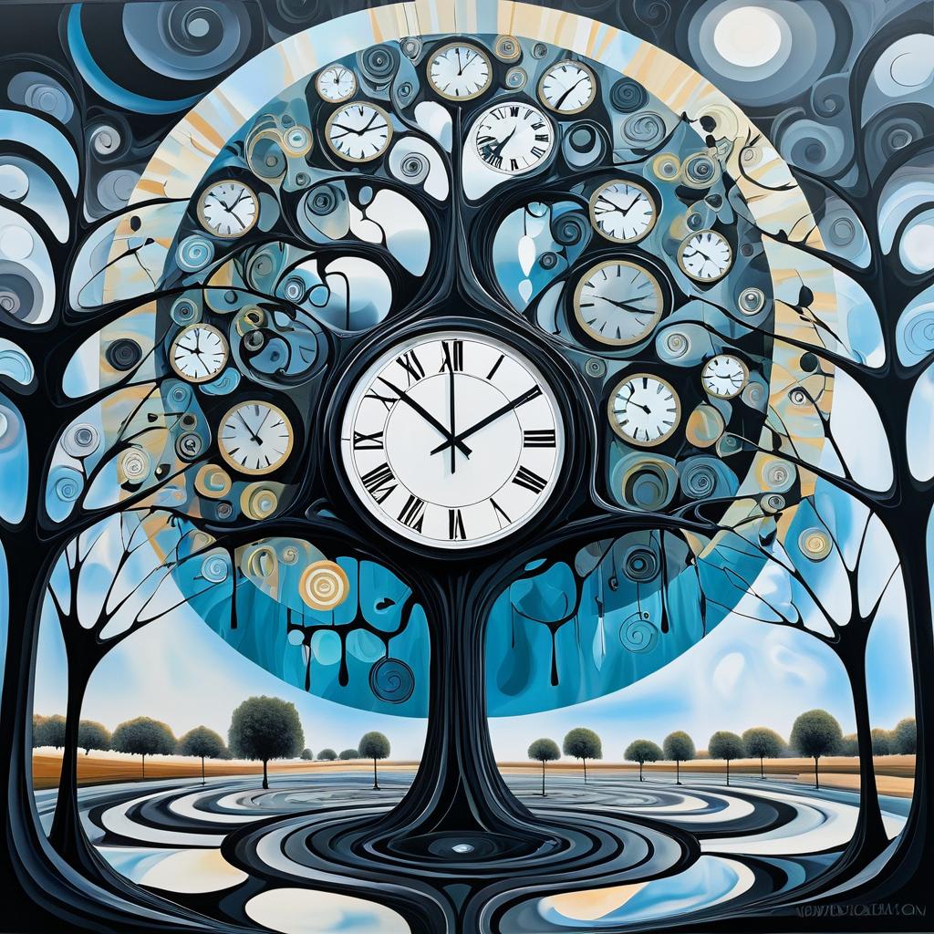 Surreal Melting Clock Landscape Artwork