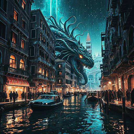 Cybernetic Kraken Attacking Venice Canal