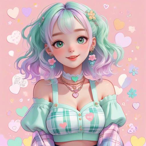 Vibrant Anime Girl with Mint Hair