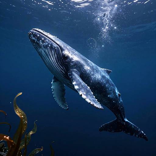 Colossal Celestial Whale in Bioluminescent Kelp