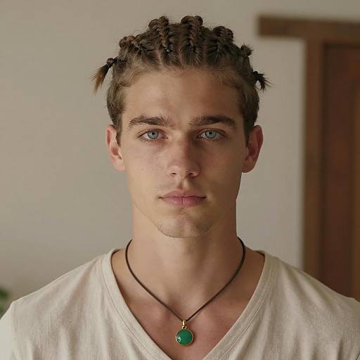 Portrait of Young Man with Braided Hair