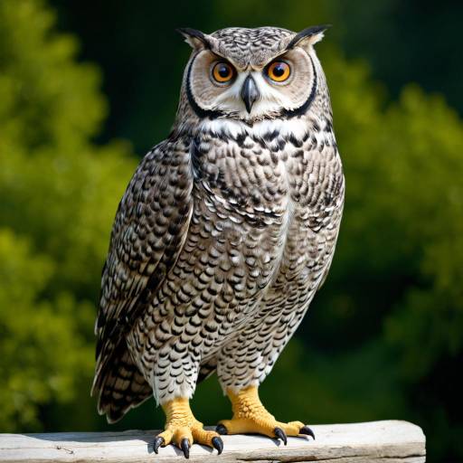 Realistic Owl with Sparkling Eyes in Forest Realistic Owl with Sparkling Eyes in Forest
