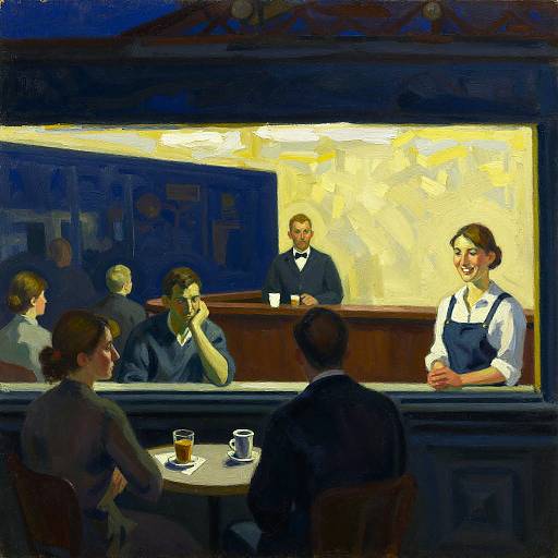 Warm Glow of Nighttime Coffeehouse