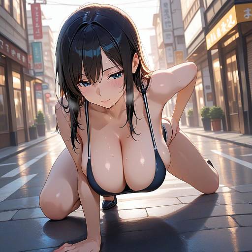 Detailed Cute Girl Outdoors Illustration