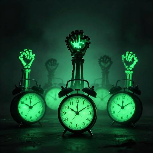 Menacing Glowing Clock Monsters
