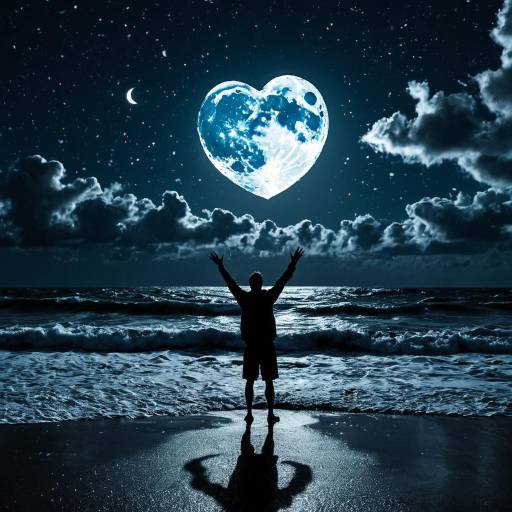 Heart-shaped Moon Over Stormy Beach Heart-shaped Moon Over Stormy Beach