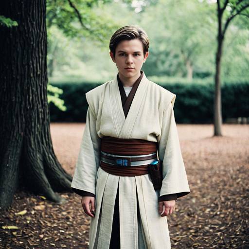 Young Male in Obi-Wan Kenobi Costume Outdoors