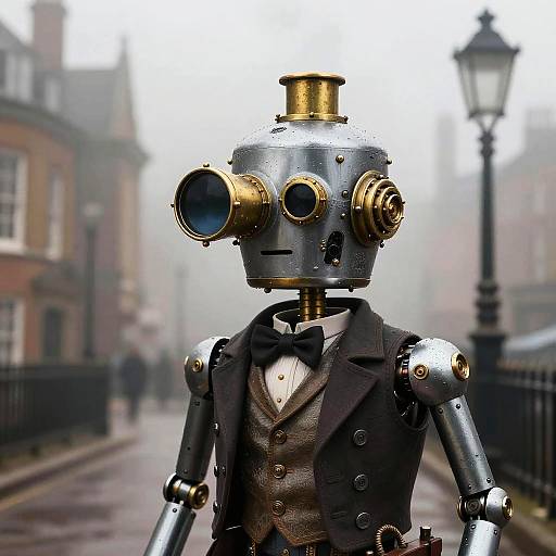 Steam-powered automaton in Victorian attire