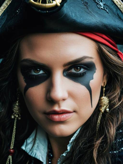 Photorealistic Pirate Woman Close-Up