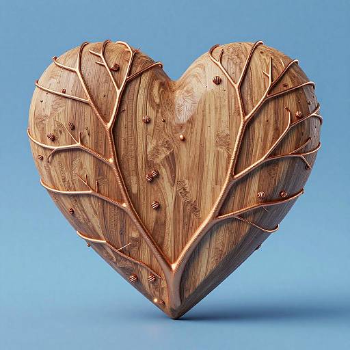 Realistic 3D Wood Heart Artwork