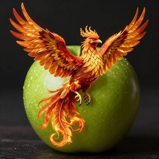 Surreal Phoenix Under Green Apple