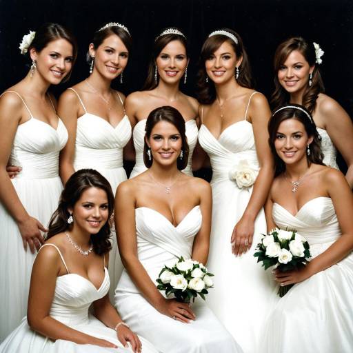 Group of Bridesmaids in White Dresses