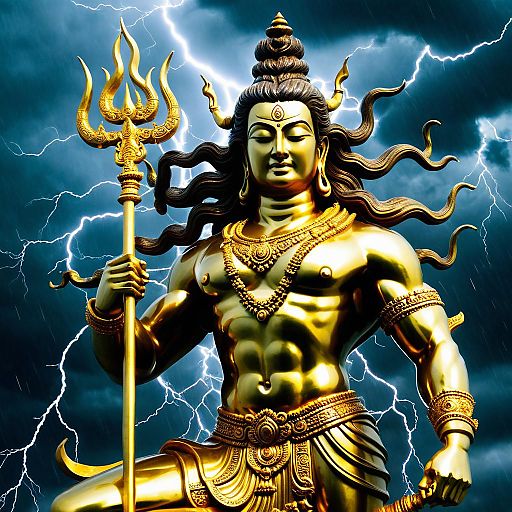 Statue of Hindu God Shiva with Lightning