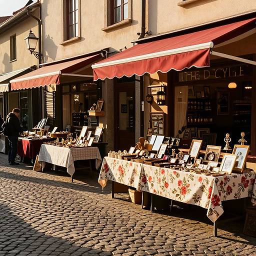 Vintage Cobblestone Street Marketplace