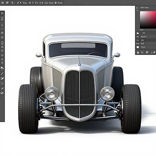 Hot Rod Front View Sketch Render