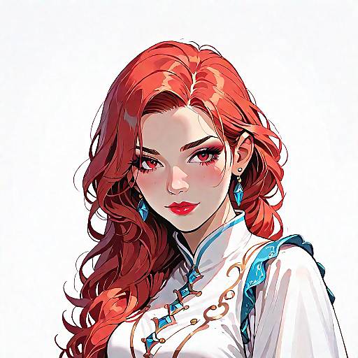 Beautiful Faceless Anime Princess in Minimal Style