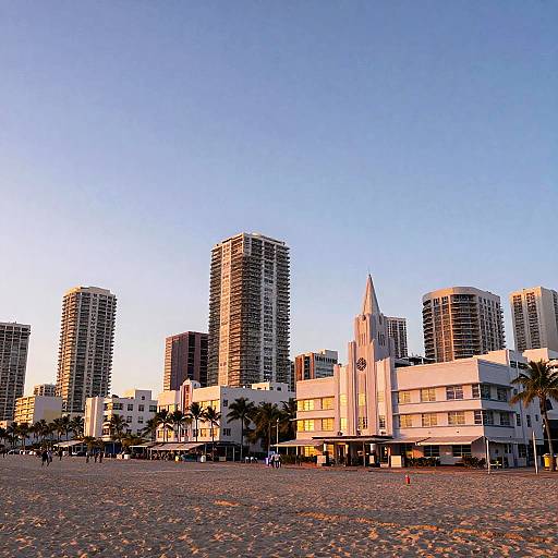 Miami Sunrise Cityscape with Pastels