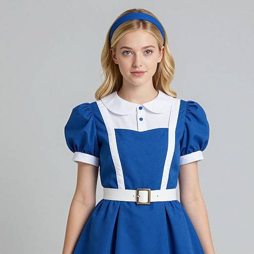 Blonde Girl in Blue Dress