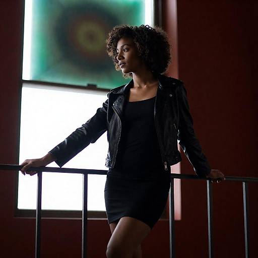 Dramatic Portrait on Metal Staircase