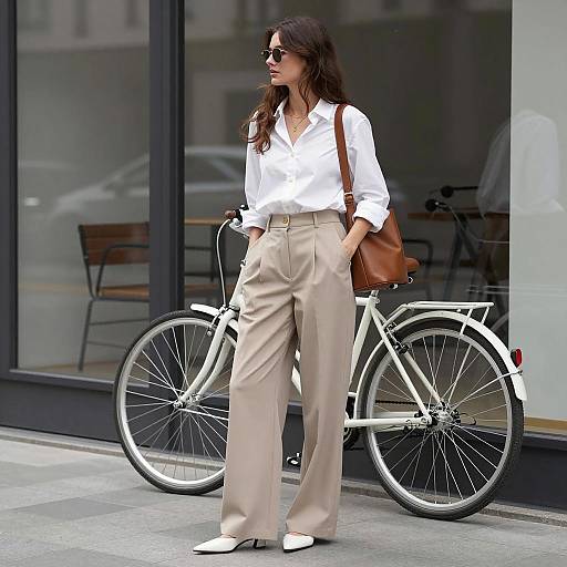 Trendy Urban Woman on City Sidewalk