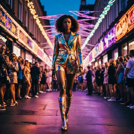 High Fashion Model in Colorful Emilio Pucci Outfit on City Street