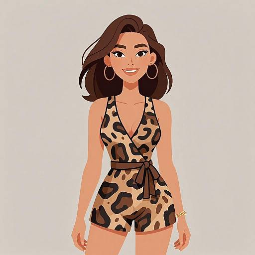 Safari Chic Woman in Animal Print Romper