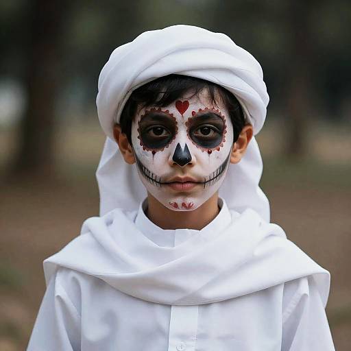 Boy in Muerte Costume with Turban