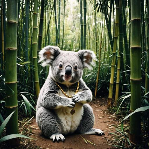 Koala Wearing Necklace in Bamboo Grove