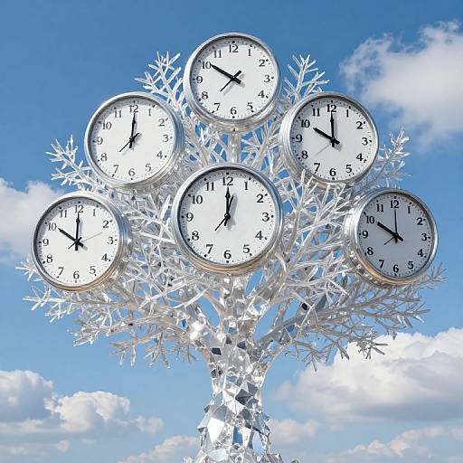 Surreal Tree with Six Clocks