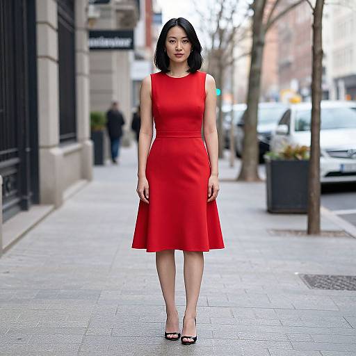 Woman in Red Dress Urban Scene