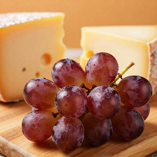 Close-up Grapes and Swiss Cheese