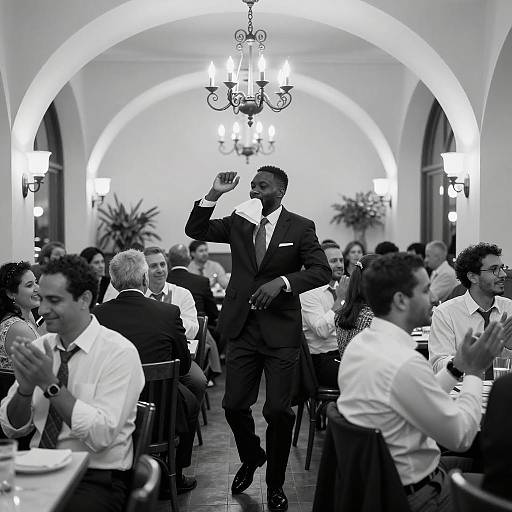 Vibrant Dance in a Crowded Restaurant