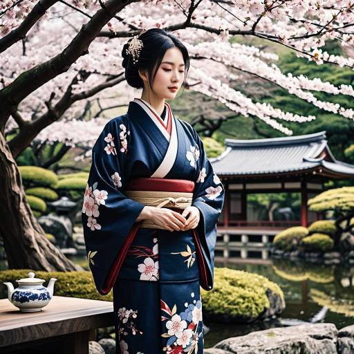 Elegant Tea Master in Serene Garden