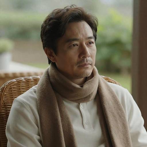 Middle-Aged Man in Wicker Chair